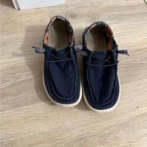 Hey Dude Navy Blue Loafers with Floral Lining